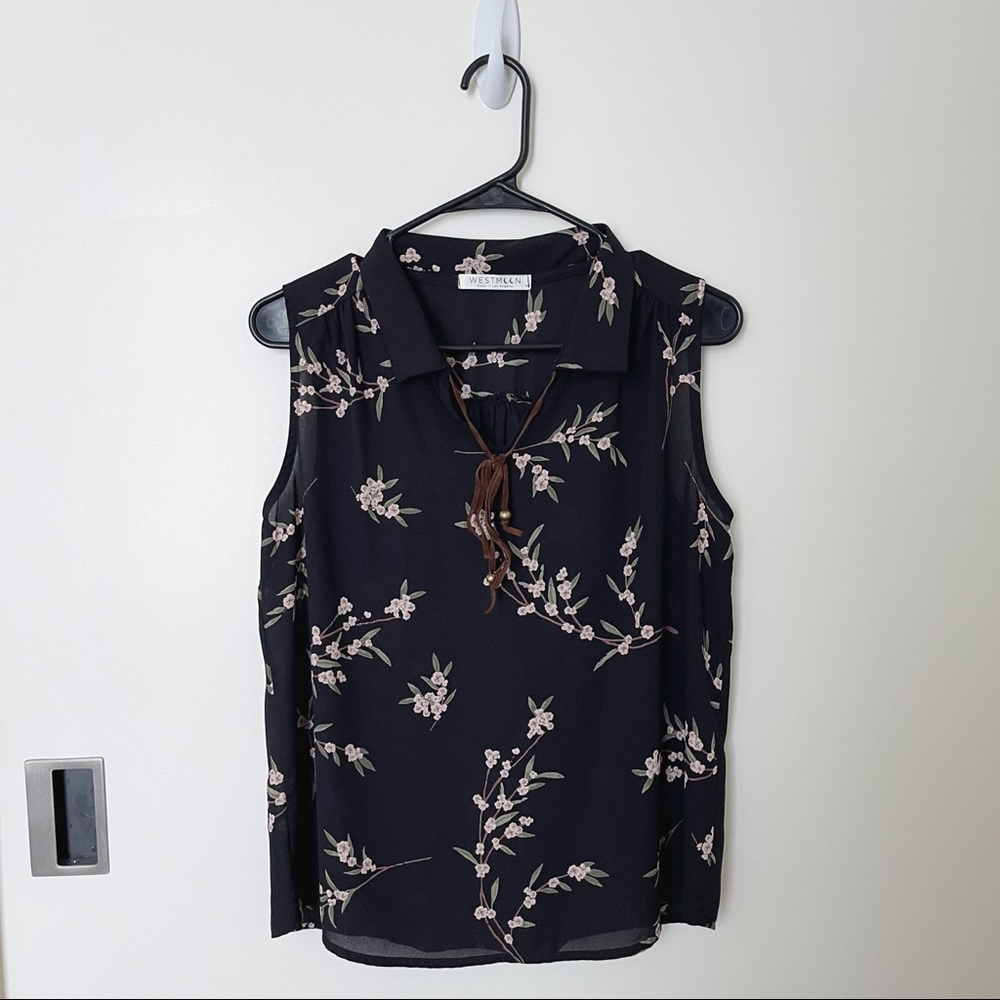West Moon LA Sleeveless Black Floral Top